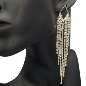 NEW Christian Siriano - Gold-Tone Clear-Rhinestone Dangle/Drop Earrings